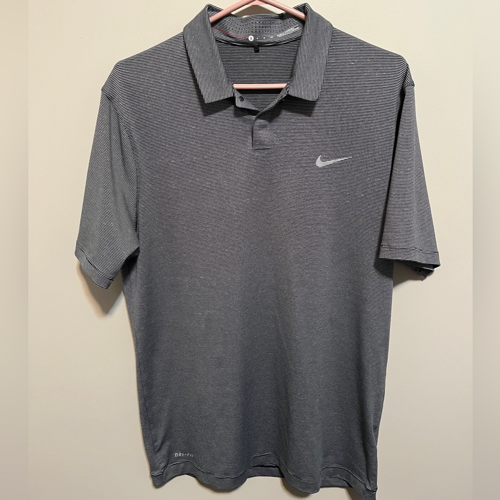 Nike Dri-Fit Tiger Woods Collection Gray and Black Polo Shirt, size S